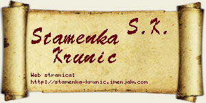 Stamenka Krunić vizit kartica
